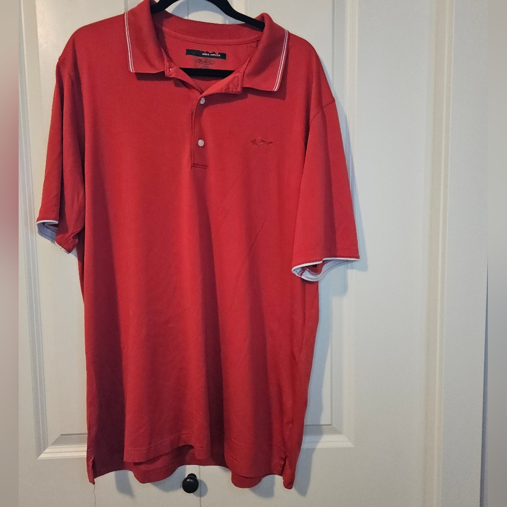 Greg Norman Collection Shark Logo Red Polo Shirt SZ XL